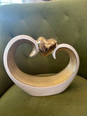 White and Gold Heart Sculpture